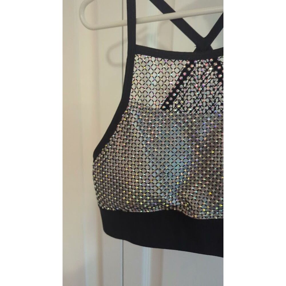 Rebel Atletic Mesh Couture Super Blingy Rhinestone Sports Bra AXS cheer dance - Picture 4 of 4